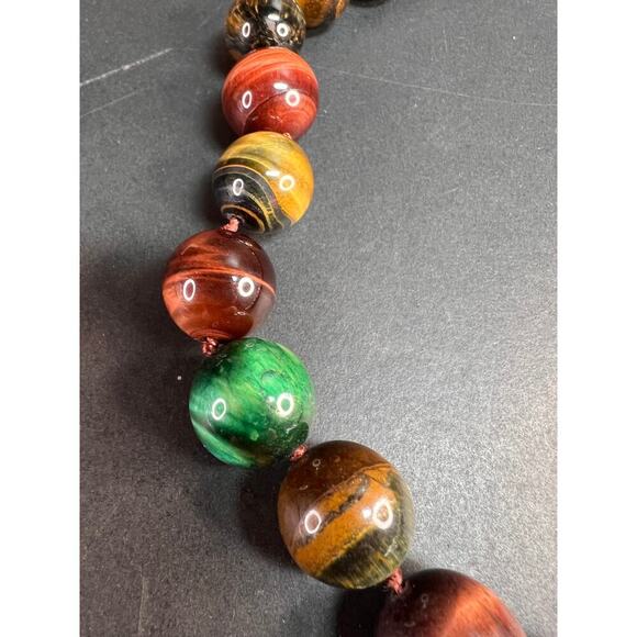 Multi color tiger eye graduated necklace with 925 magnetic clasp - Picture 14 of 14